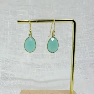 Simple Oval Gemstone Drop Earrings