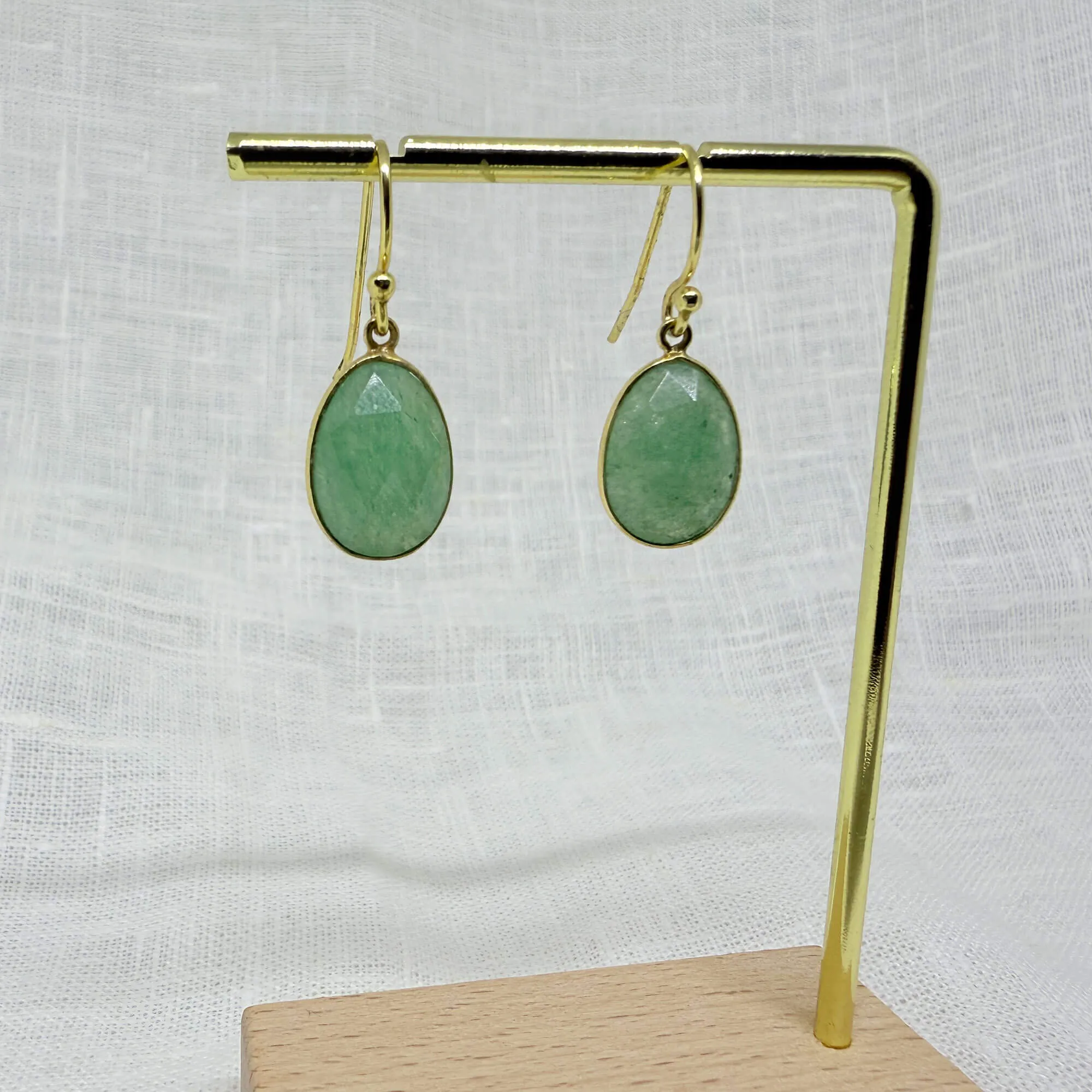 Simple Oval Gemstone Drop Earrings