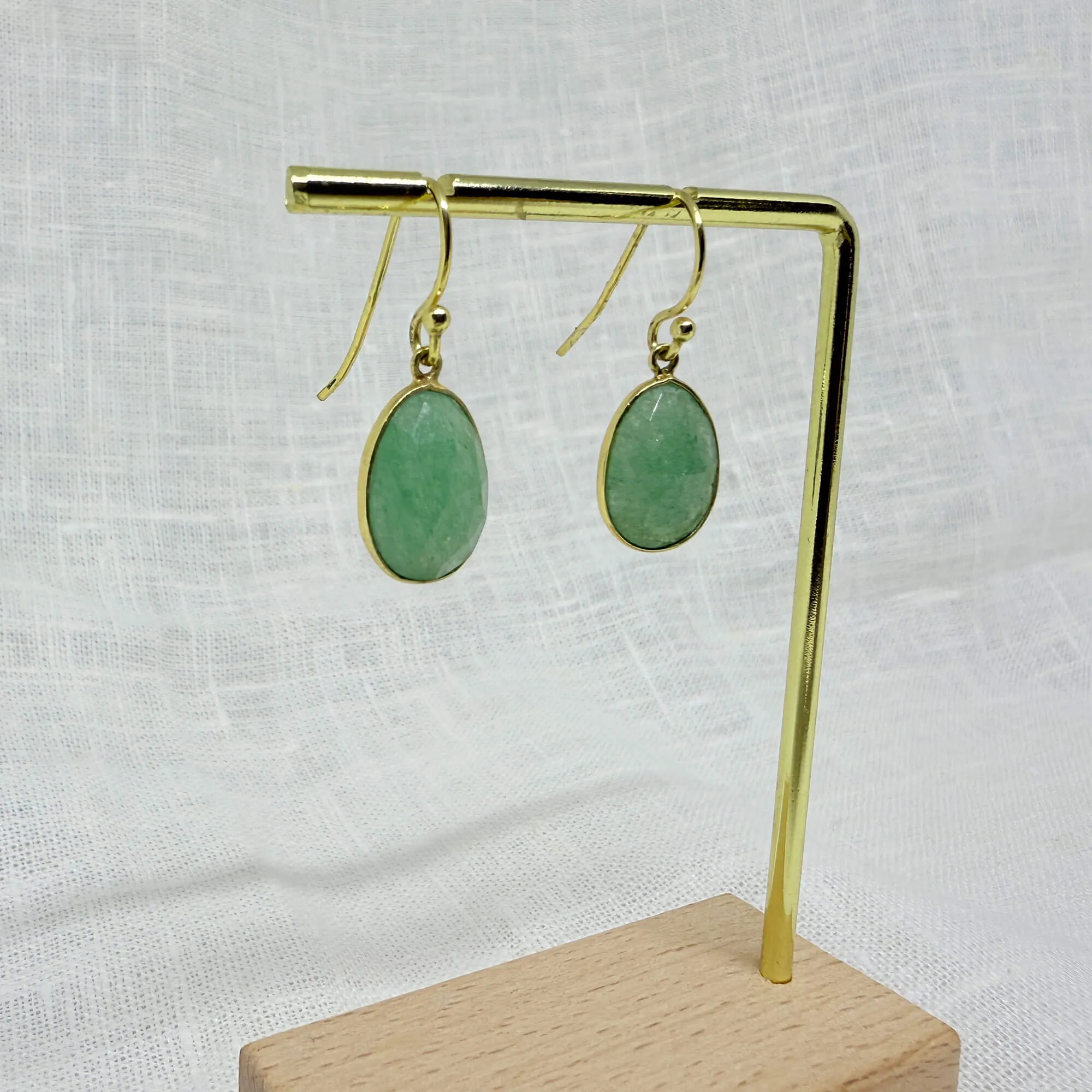 Simple Oval Gemstone Drop Earrings