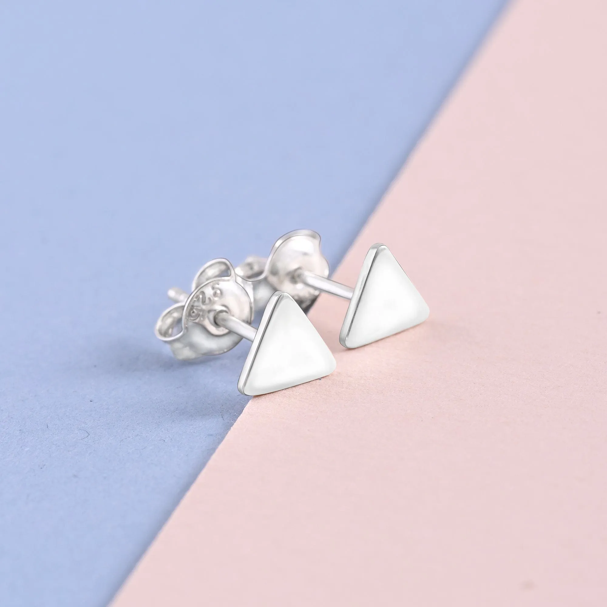 Simple Triangle Earrings Stud Sterling Silver
