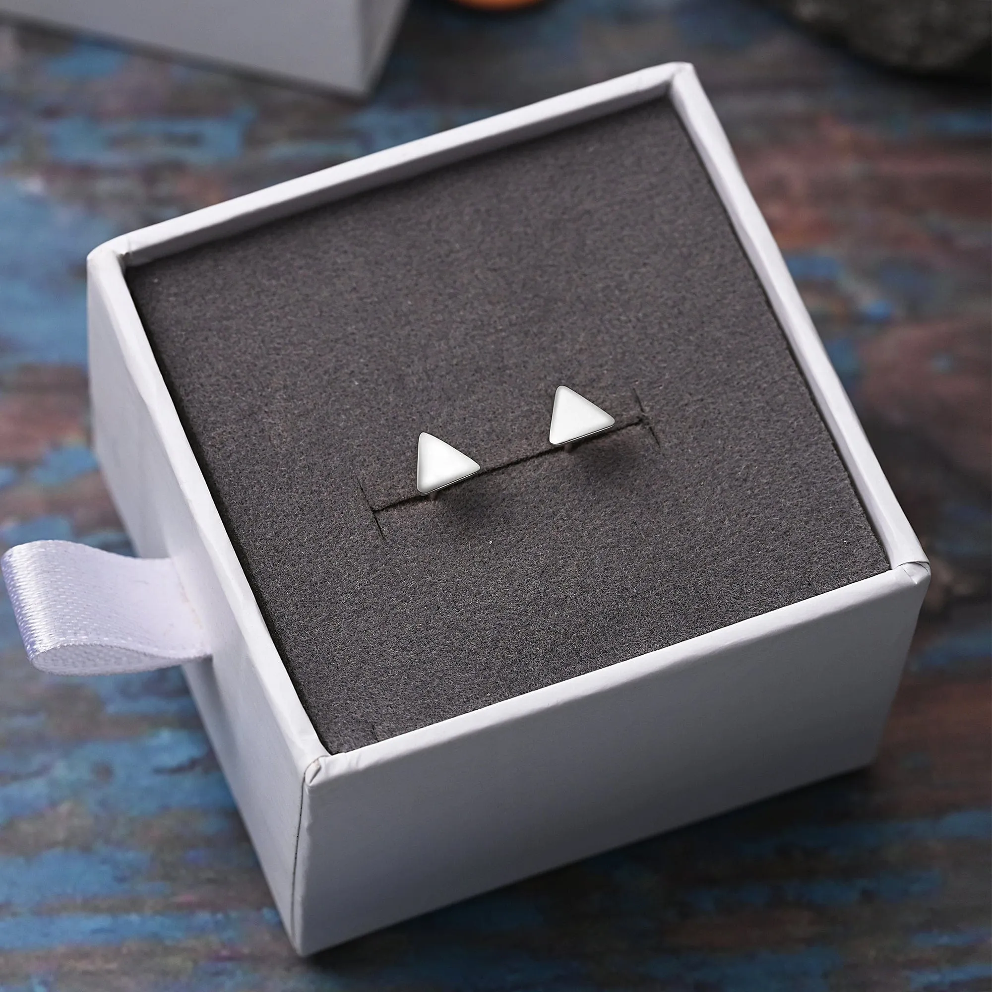 Simple Triangle Earrings Stud Sterling Silver