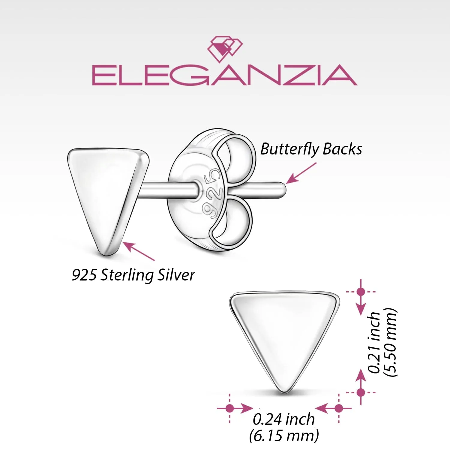 Simple Triangle Earrings Stud Sterling Silver