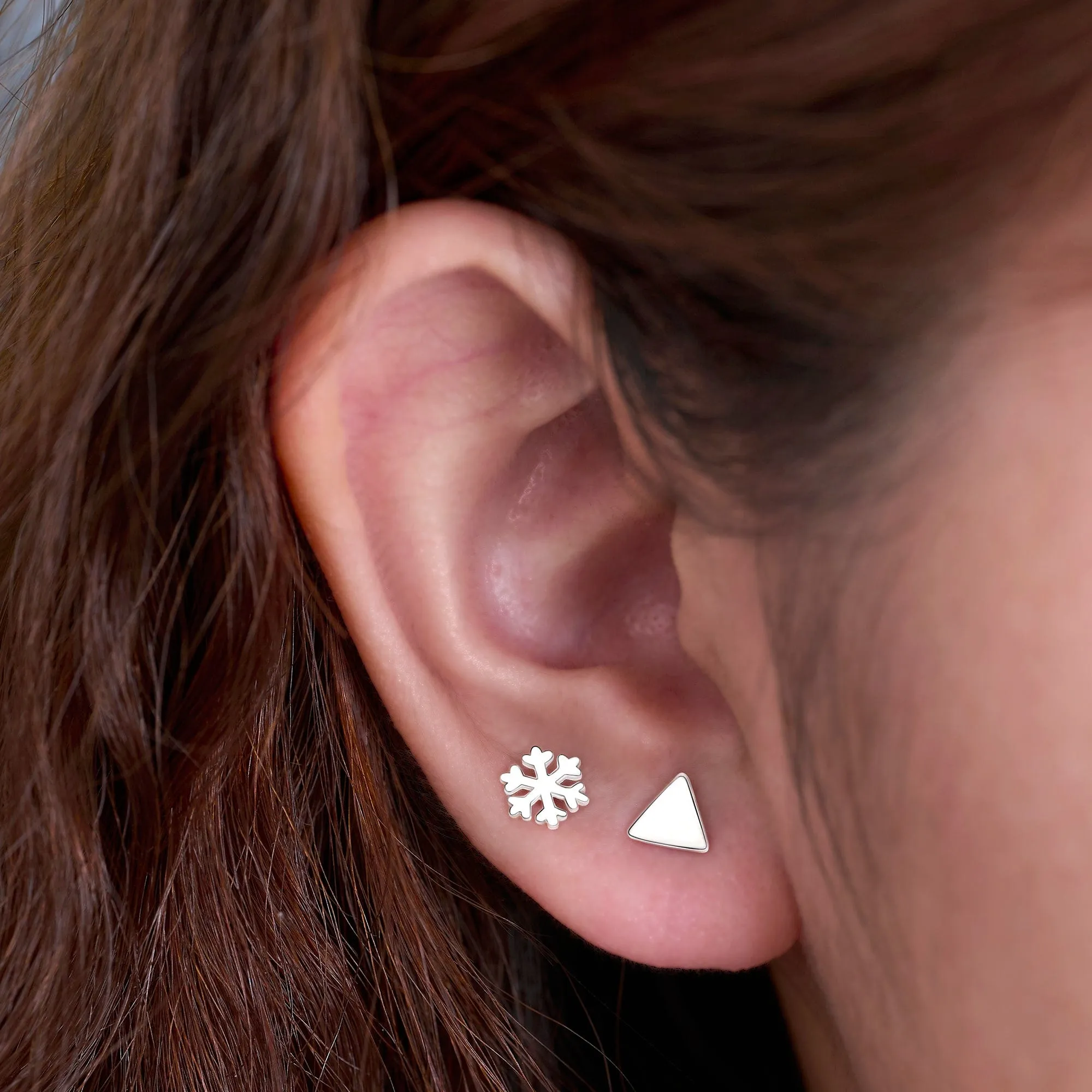 Simple Triangle Earrings Stud Sterling Silver