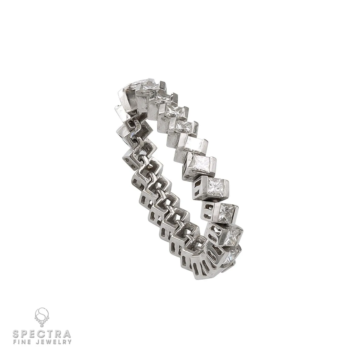 Single Row Diamond Wedding Band Ring