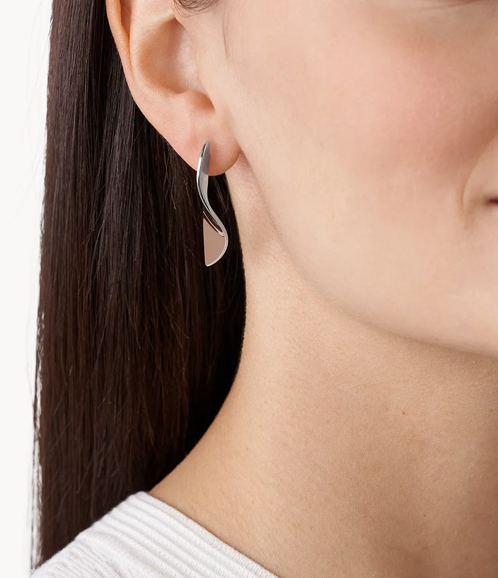 Skagen Two-Tone Steel Wave Drop Earrings