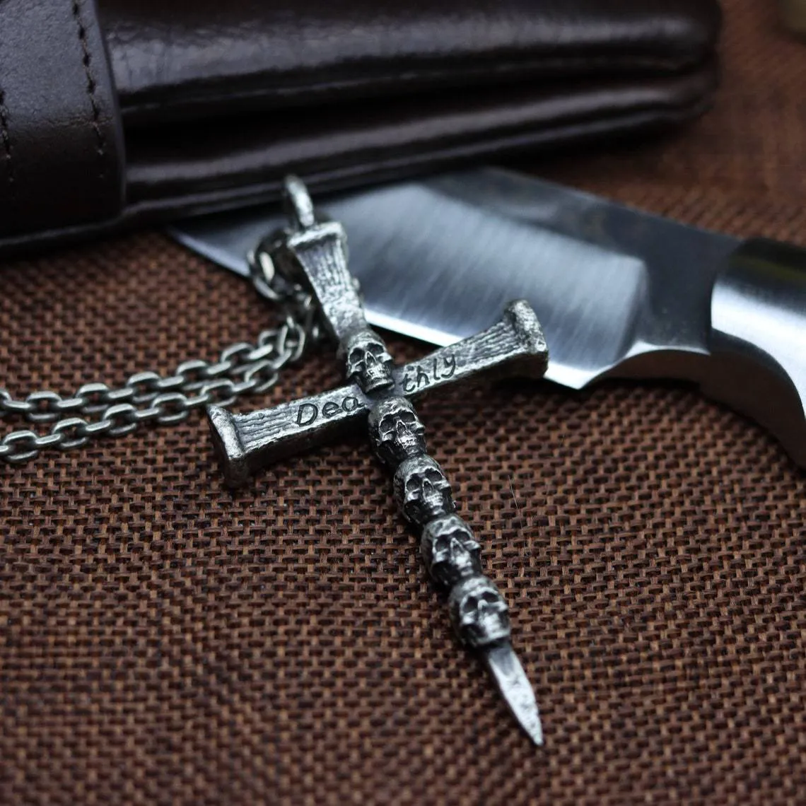 Skull Cross Emblem - Gothic Stainless Steel Pendant by The Nevermore