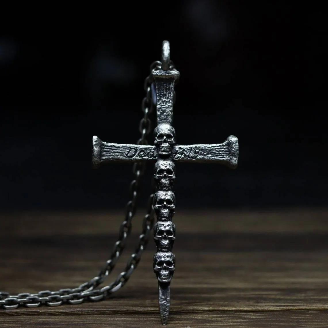 Skull Cross Emblem - Gothic Stainless Steel Pendant by The Nevermore