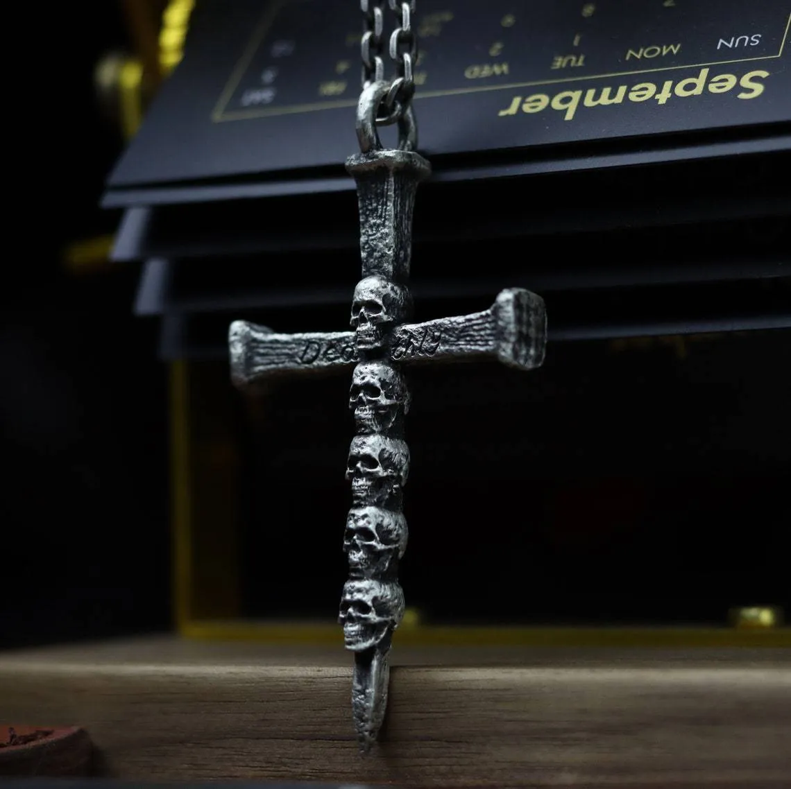 Skull Cross Emblem - Gothic Stainless Steel Pendant by The Nevermore