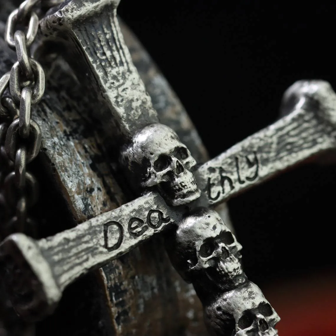 Skull Cross Emblem - Gothic Stainless Steel Pendant by The Nevermore
