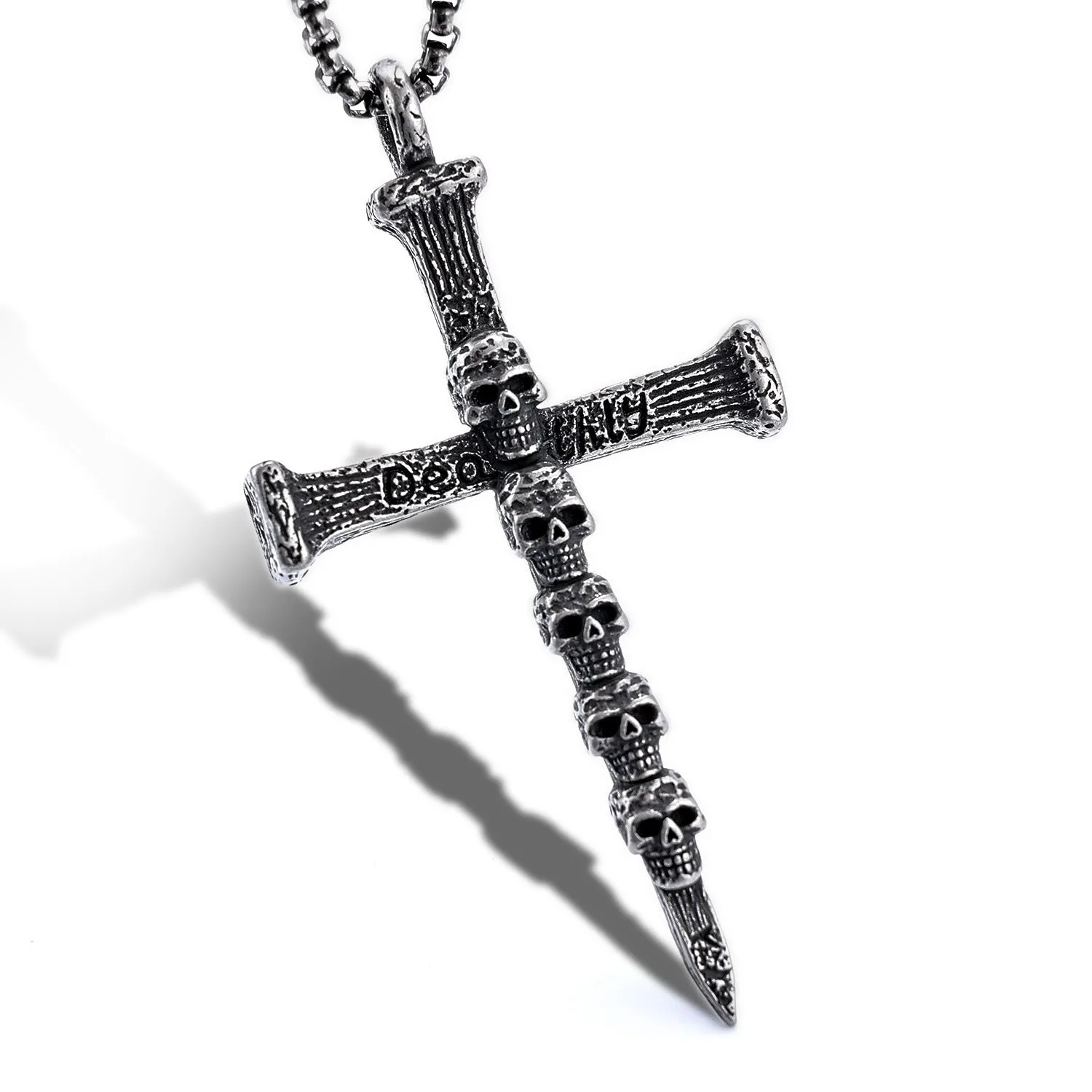 Skull Cross Emblem - Gothic Stainless Steel Pendant by The Nevermore