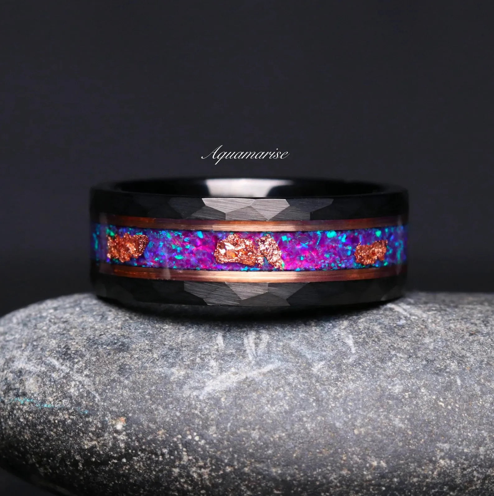 Skye Purple Fire Opal Couples Ring