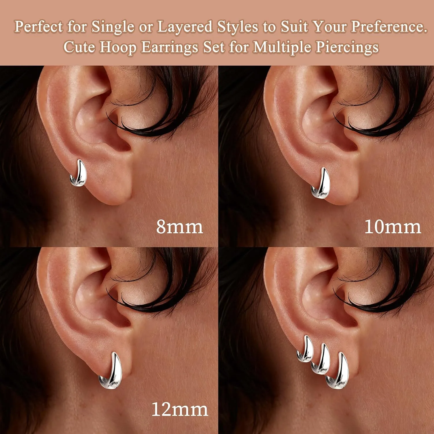 Small Gold Hoop Earrings Set for Women,14K Gold Plated Hypoallergenic Lightweight Thick Chunky Gold Hoops Huggie Earrings for Women Trendy Jewelry