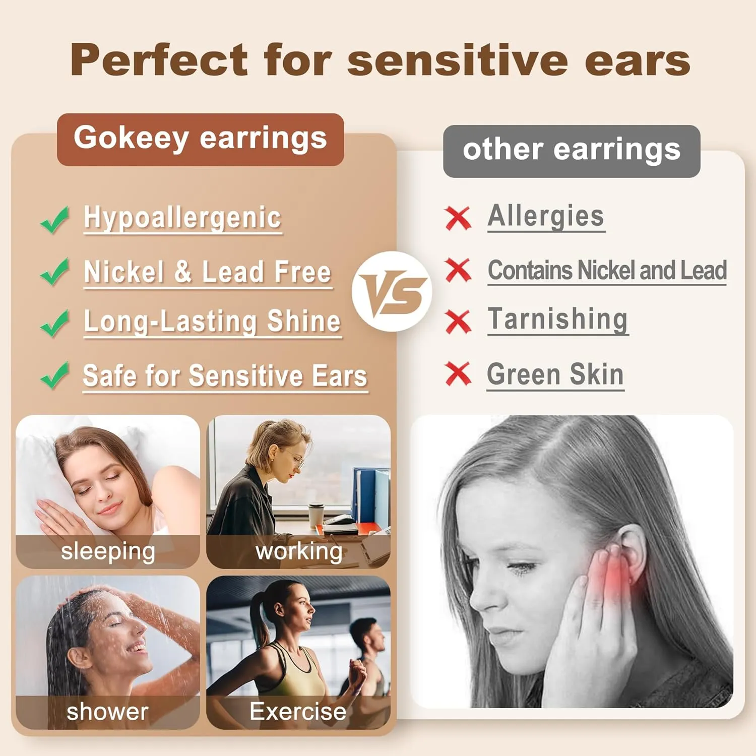 Small Gold Hoop Earrings Set for Women,14K Gold Plated Hypoallergenic Lightweight Thick Chunky Gold Hoops Huggie Earrings for Women Trendy Jewelry