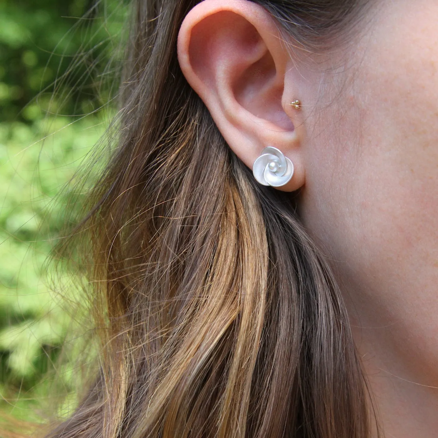 Small Rose Post Earring