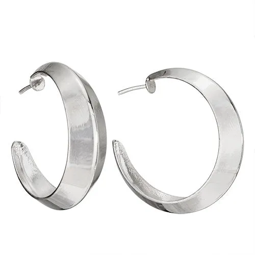 Smooth Angled Post Hoop Earrings