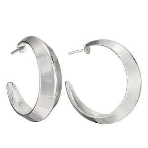 Smooth Angled Post Hoop Earrings