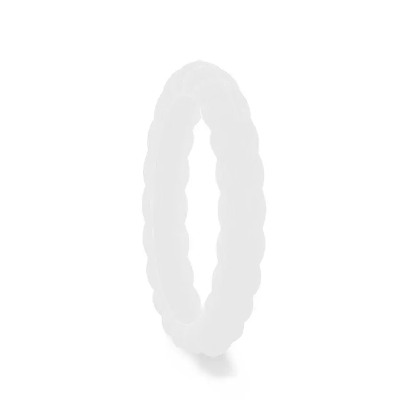 SNOW Stackable Twist Silicone Ring for Women White Comfort Fit Hypoallergenic Thorsten - 2mm