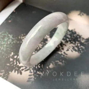 SOLD OUT: 53.2mm A-Grade Natural Light Lavender Green Jadeite Modern Round Bangle No.330088