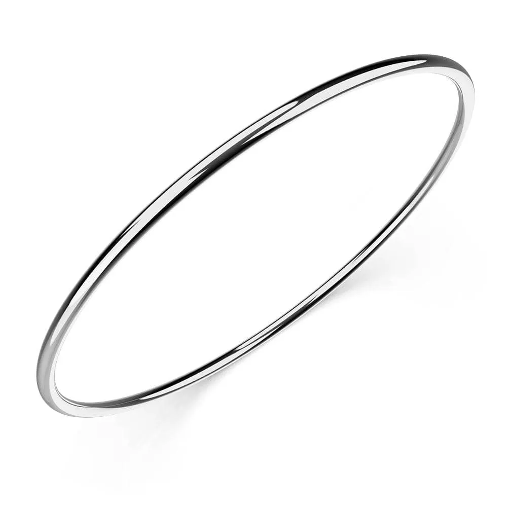 Solid Golf Bangle 2mm Rhodium Layered