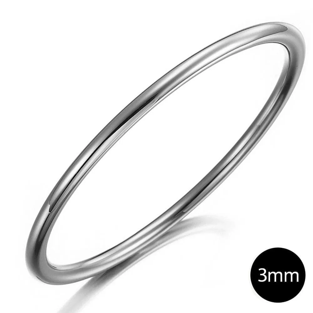 Solid Golf Bangle 3mm Rhodium Layered