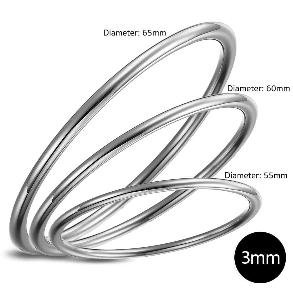 Solid Golf Bangle 3mm Rhodium Layered