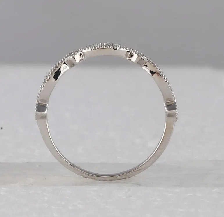 Sparkling White Gold Diamond Stackable Band Ring - Elegant and Versatile Jewelry Piece
