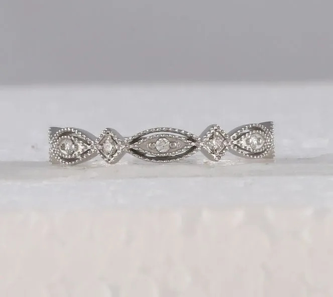 Sparkling White Gold Diamond Stackable Band Ring - Elegant and Versatile Jewelry Piece