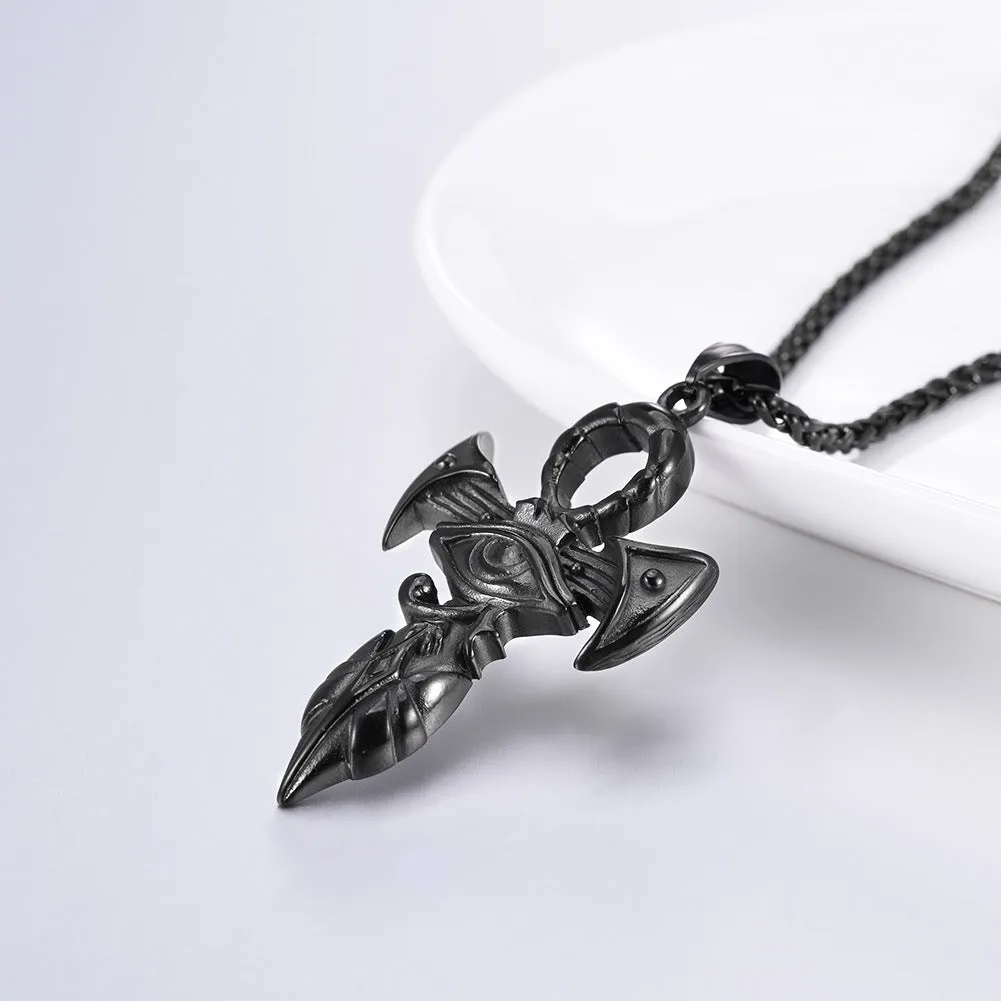 Stainless Steel Eye of Horus Egypt Cross Necklace