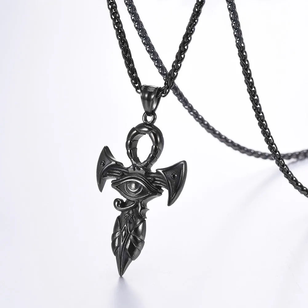 Stainless Steel Eye of Horus Egypt Cross Necklace
