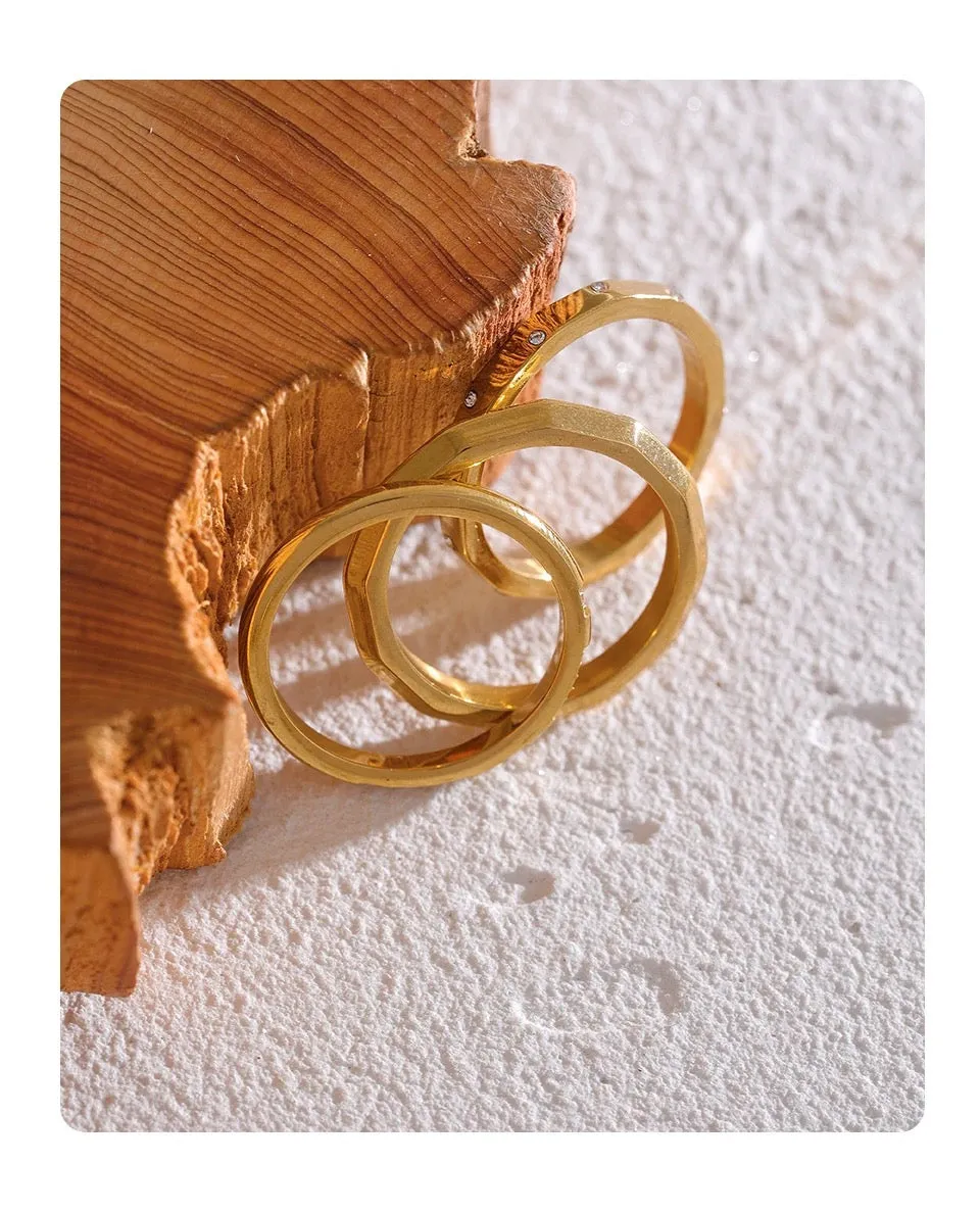 Star Sparkle Stackable Band Rings - 18K Gold Coated