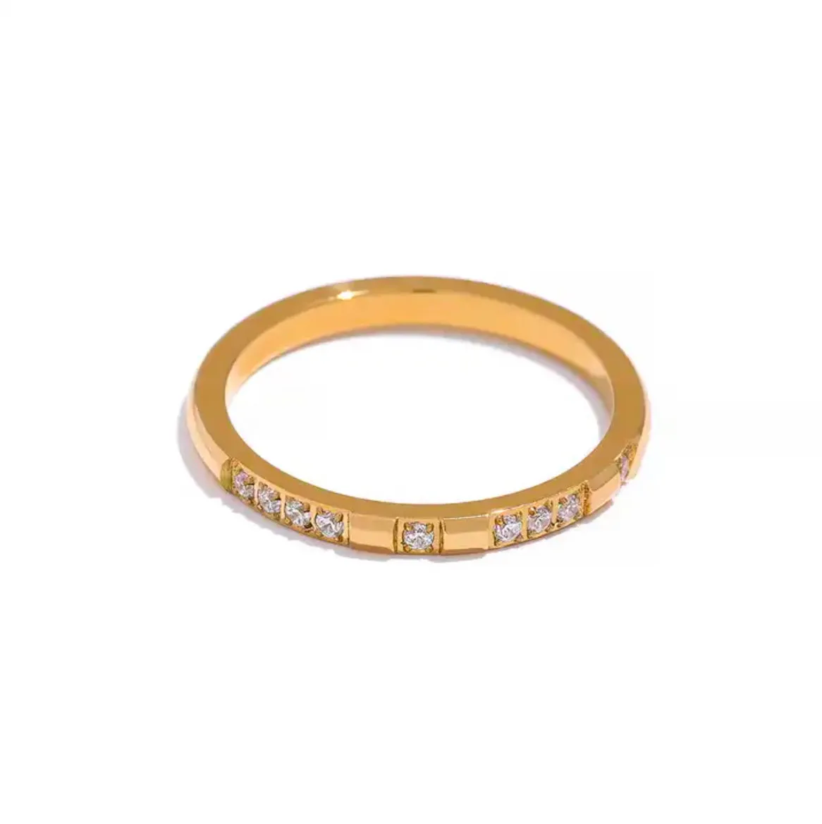 Star Sparkle Stackable Band Rings - 18K Gold Coated
