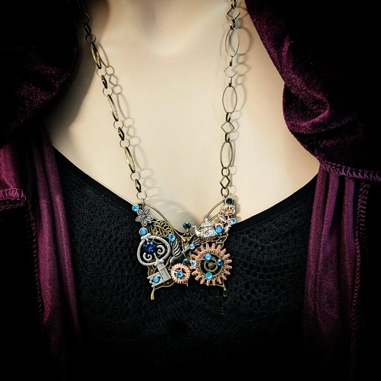 Steampunk Butterfly Necklace - The Dazzling Monarch