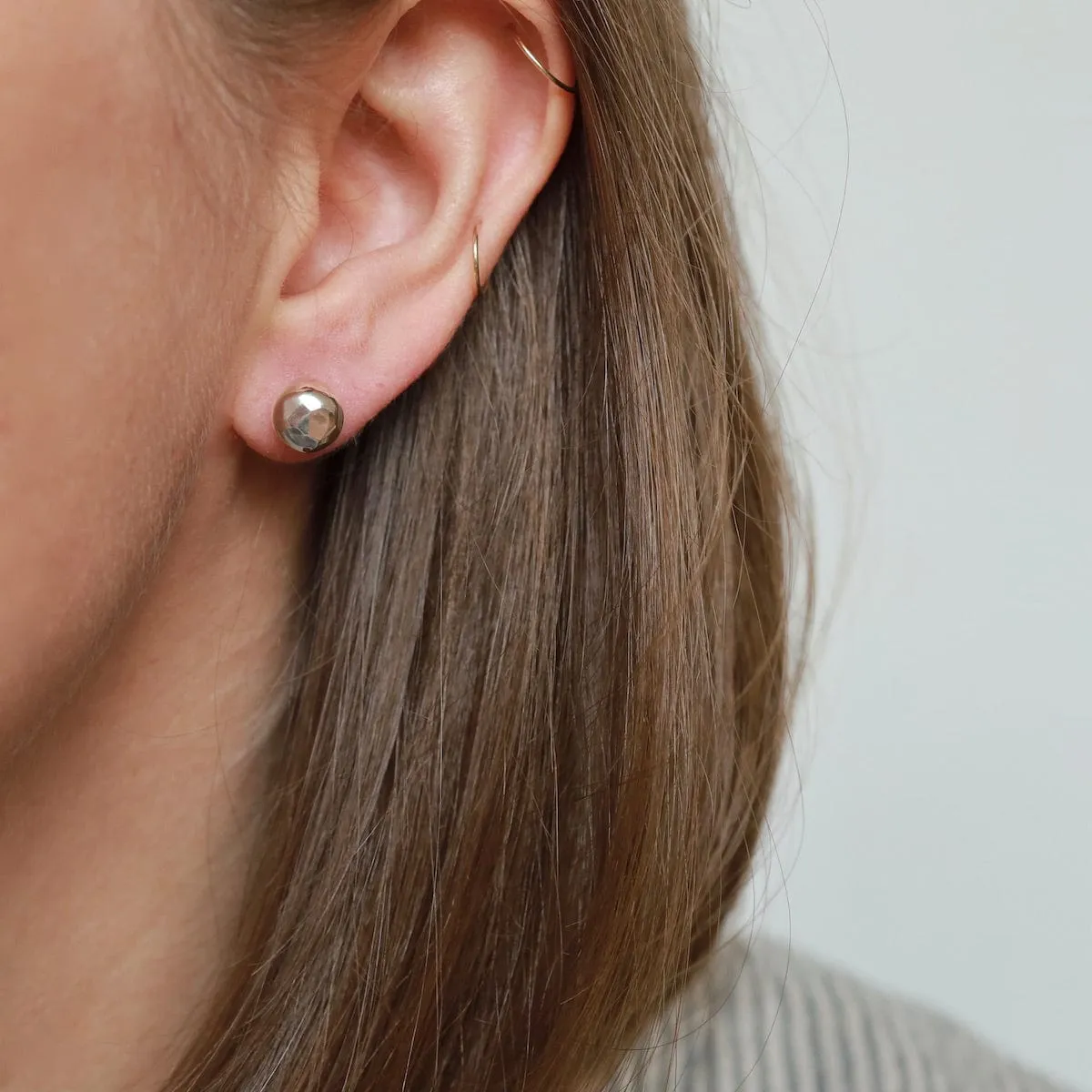 Sterling Silver 8mm Hammered Ball Post Earring