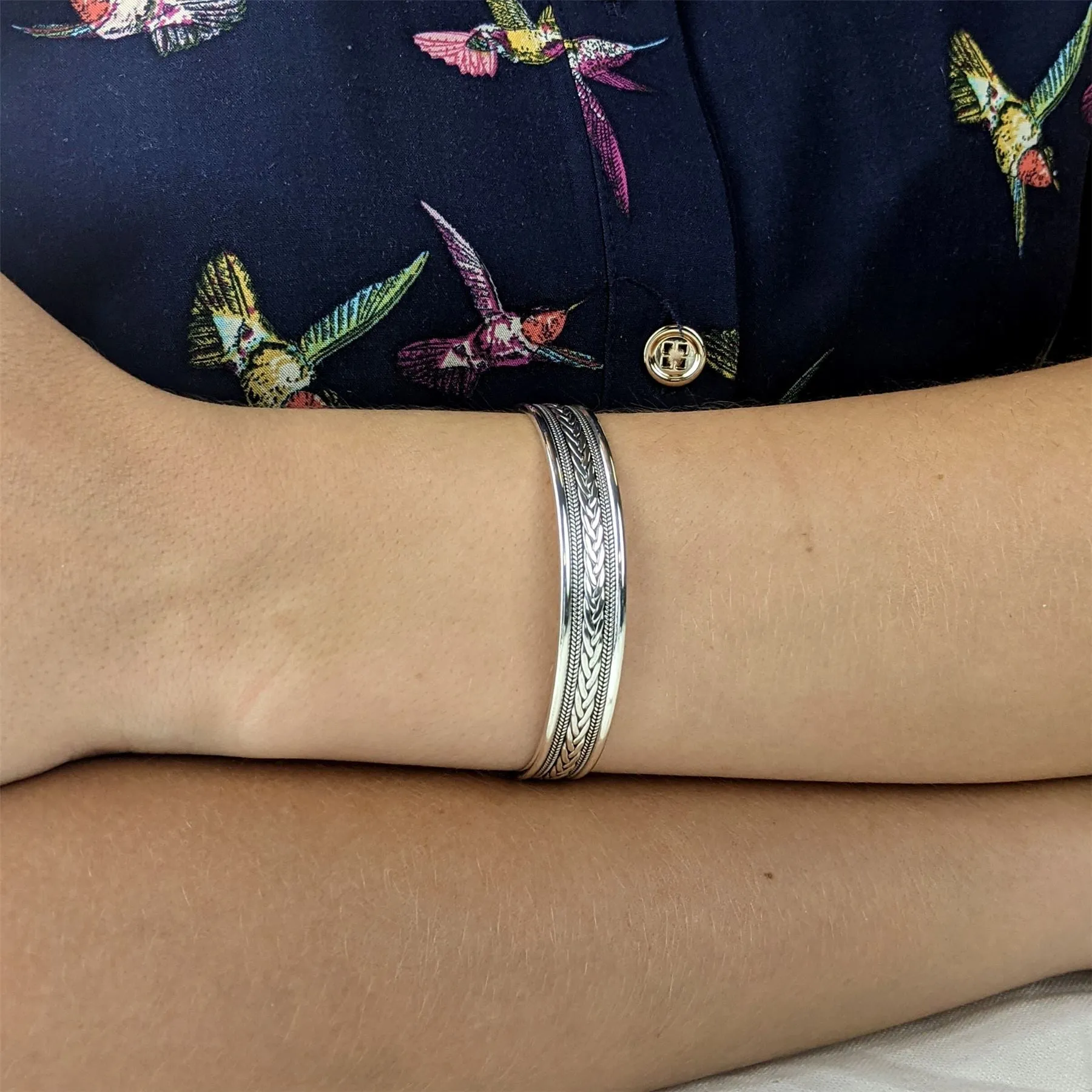 Sterling Silver Chunky Wide Celtic Braid Cuff Bangle - Bali Style Rope Design