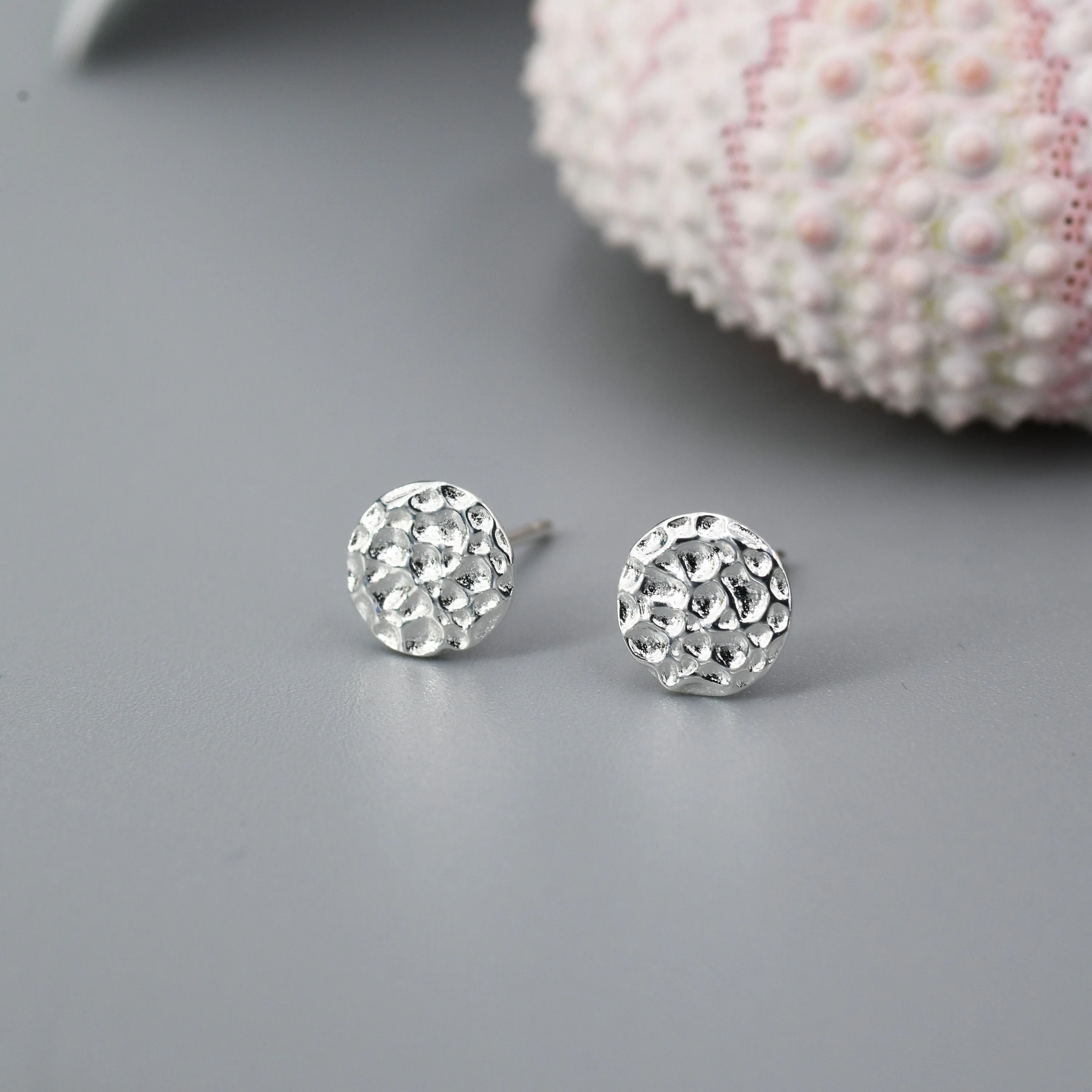 Sterling Silver Hammered Disk Stud Earrings, Hammered Earrings, Coin Earrings