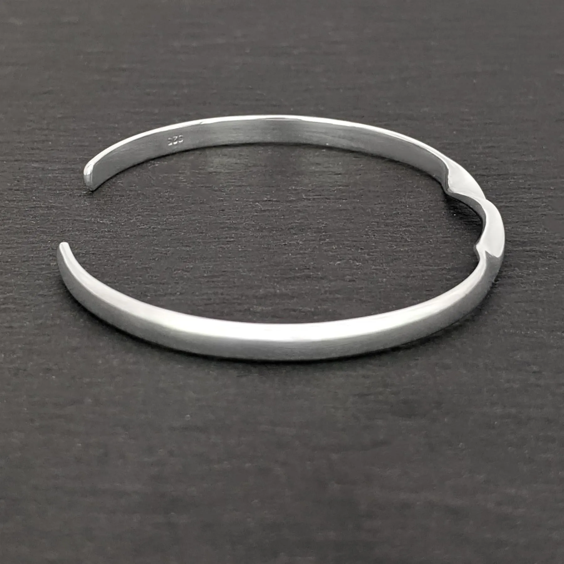Sterling Silver Minimalist Twist Adjustable Bangle Thin Cuff Bracelet