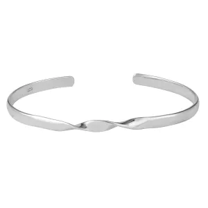 Sterling Silver Minimalist Twist Adjustable Bangle Thin Cuff Bracelet