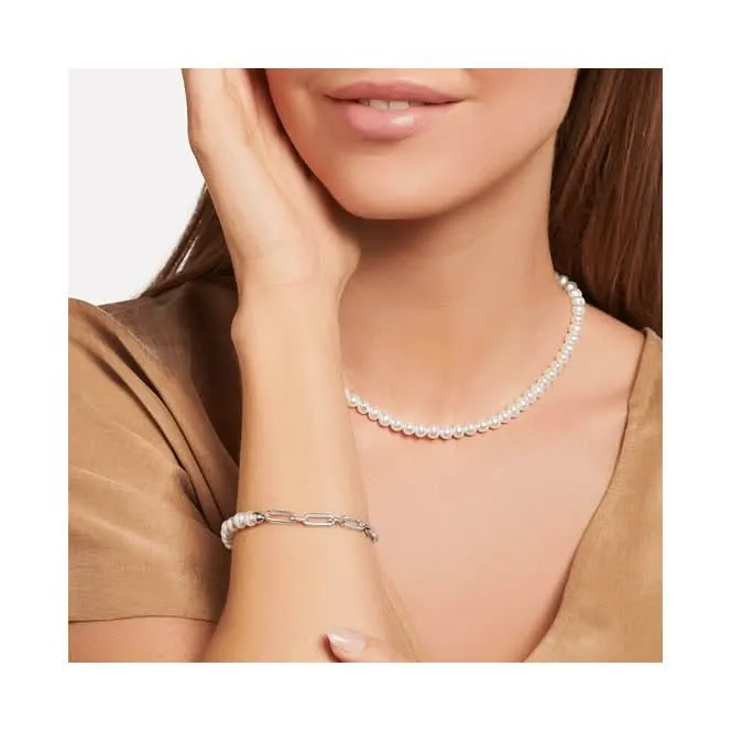 Sterling Silver Pearls And Links Bracelet A2031-167-14