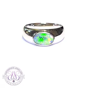 Sterling Silver signet style ring 1.28ct Black Opal