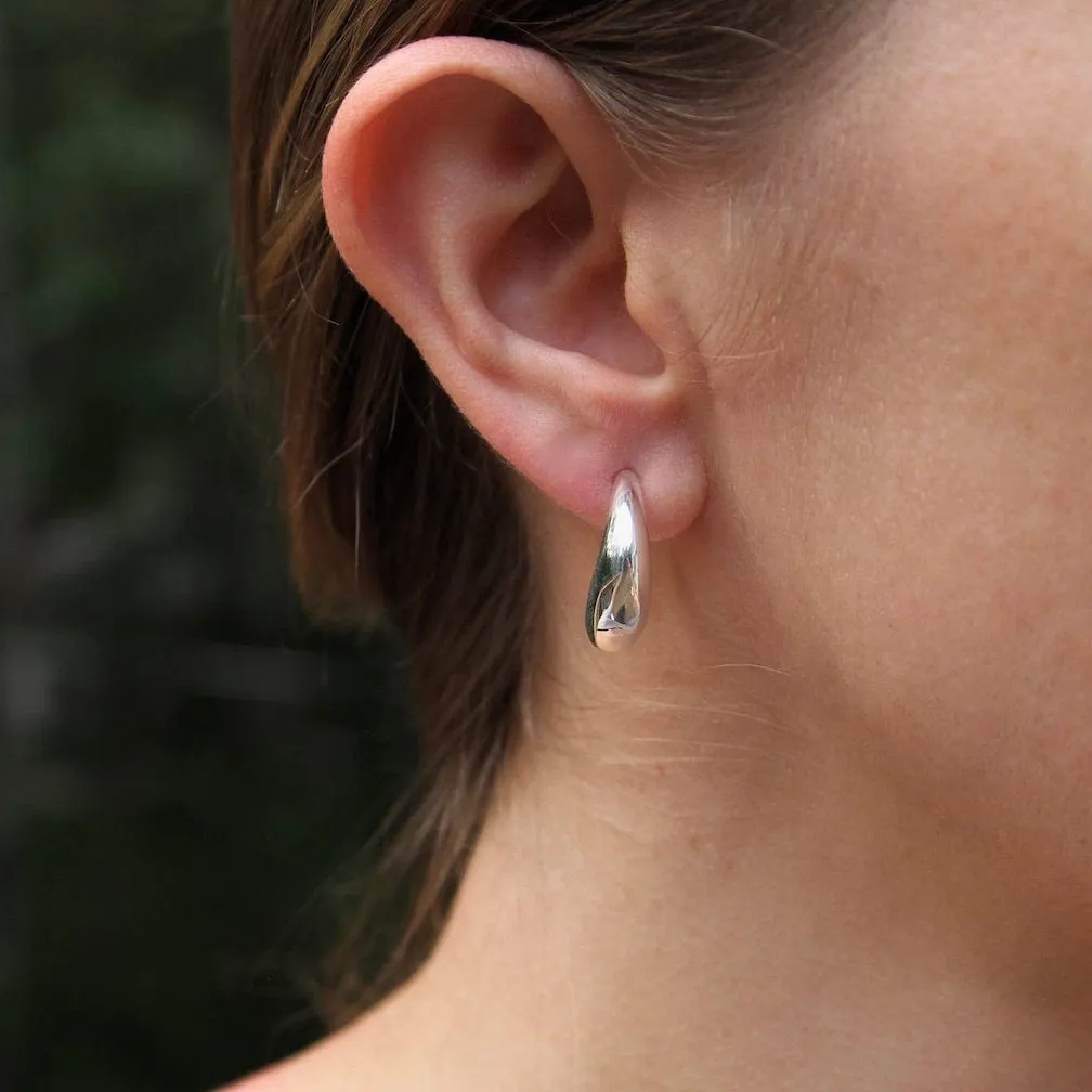 Sterling Silver Tapered Dome Hoop on Post