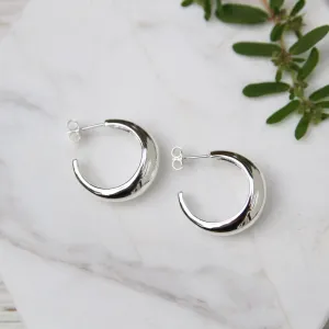 Sterling Silver Tapered Dome Hoop on Post