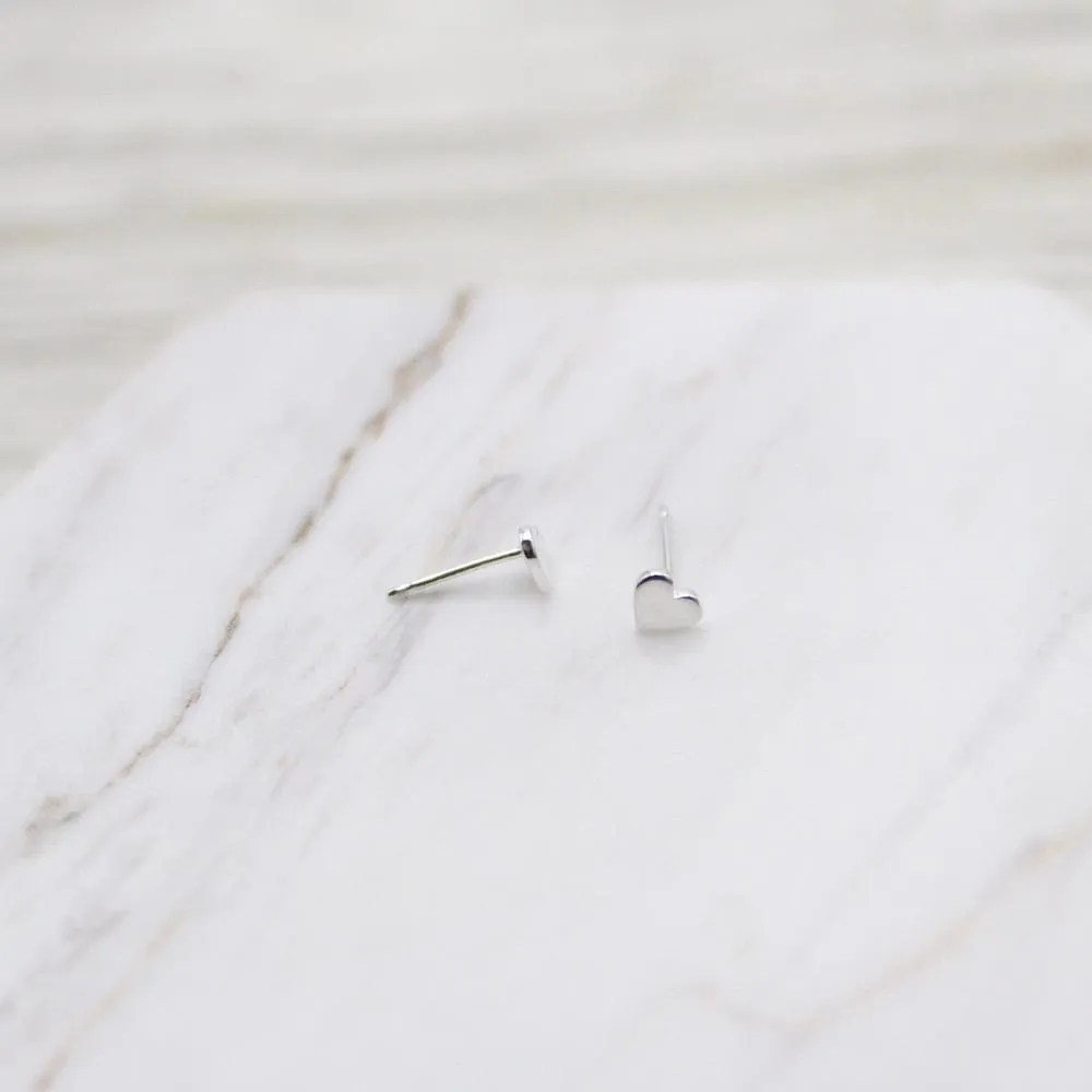 Sterling Silver Tiny Heart Stud