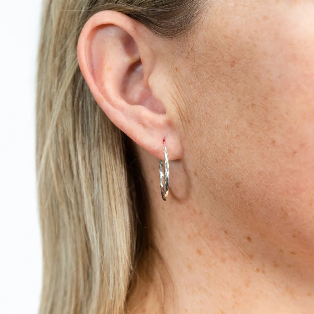 Sterling Silver Twisted 20mm Hoop Earrings