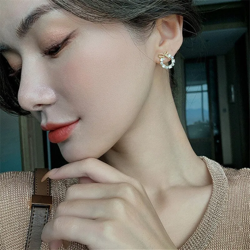 Stylish Crystal Wreath Stud Earrings