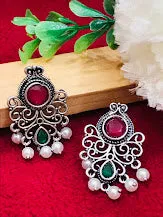 Stylish Multicolor Oxidized Beads Work Earrings