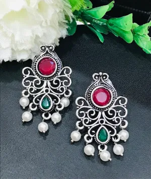 Stylish Multicolor Oxidized Beads Work Earrings