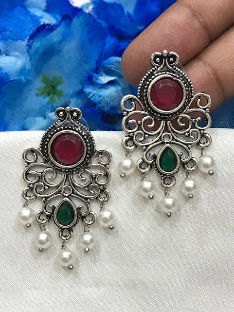 Stylish Multicolor Oxidized Beads Work Earrings