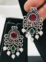 Stylish Multicolor Oxidized Beads Work Earrings