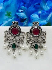 Stylish Multicolor Oxidized Beads Work Earrings