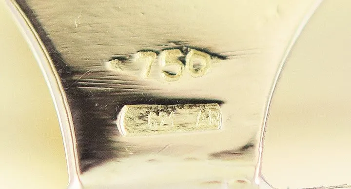Stylish Pair Italian 18k Yellow Gold Huggie Stud Earrings